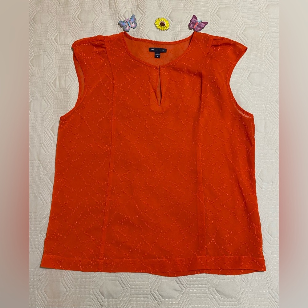GAP Sheer Orange Sleeveless Top Size Medium